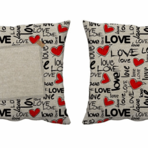 Love feliratos, piros szíves mintájú egyedi fényképes párna kétoldalas kivitelben | Reja.hu