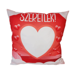 Szeretlek feliratos piros szív mintás egyedi fényképes párna – romantikus ajándék | Reja.hu