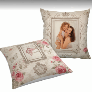 Egyedi fotós díszpárna vintage virágos mintával – kétoldalas kivitel