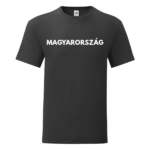 Fekete póló fehér „Magyarország” felirattal, letisztult minimalista dizájn
