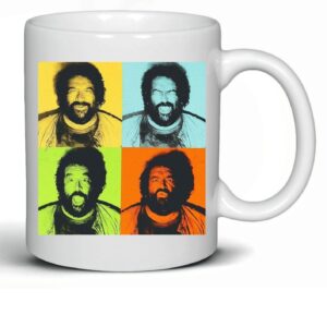 Pop art stílusú portré mintás bögre, ikonikus filmes hangulat
