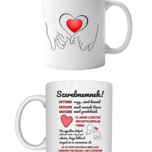 Szerelmes idézetes bögre – Szív mintával és romantikus felirattal | Reja Kreatív Műhely