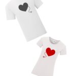 Páros póló robotfigurás mintával – Egyedi szerelmes pólók a Reja Kreatív Műhelytől