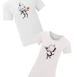 Páros póló robotfigurás mintával – Egyedi szerelmes pólók a Reja Kreatív Műhelytől