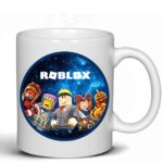 Gamer figurás bögre Roblox stílusú mintával, gyerek ajándék